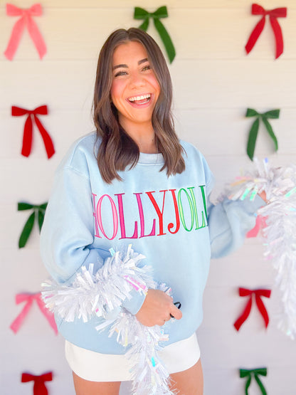 HOLLY JOLLY EMBROIDERED SWEATSHIRT