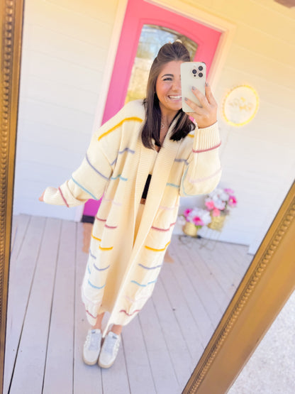 MULTICOLOR STRIPED LONG CARDIGAN