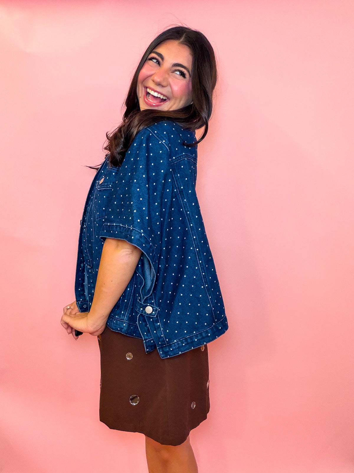 POLKA DOT PRINT CAPE JACKET