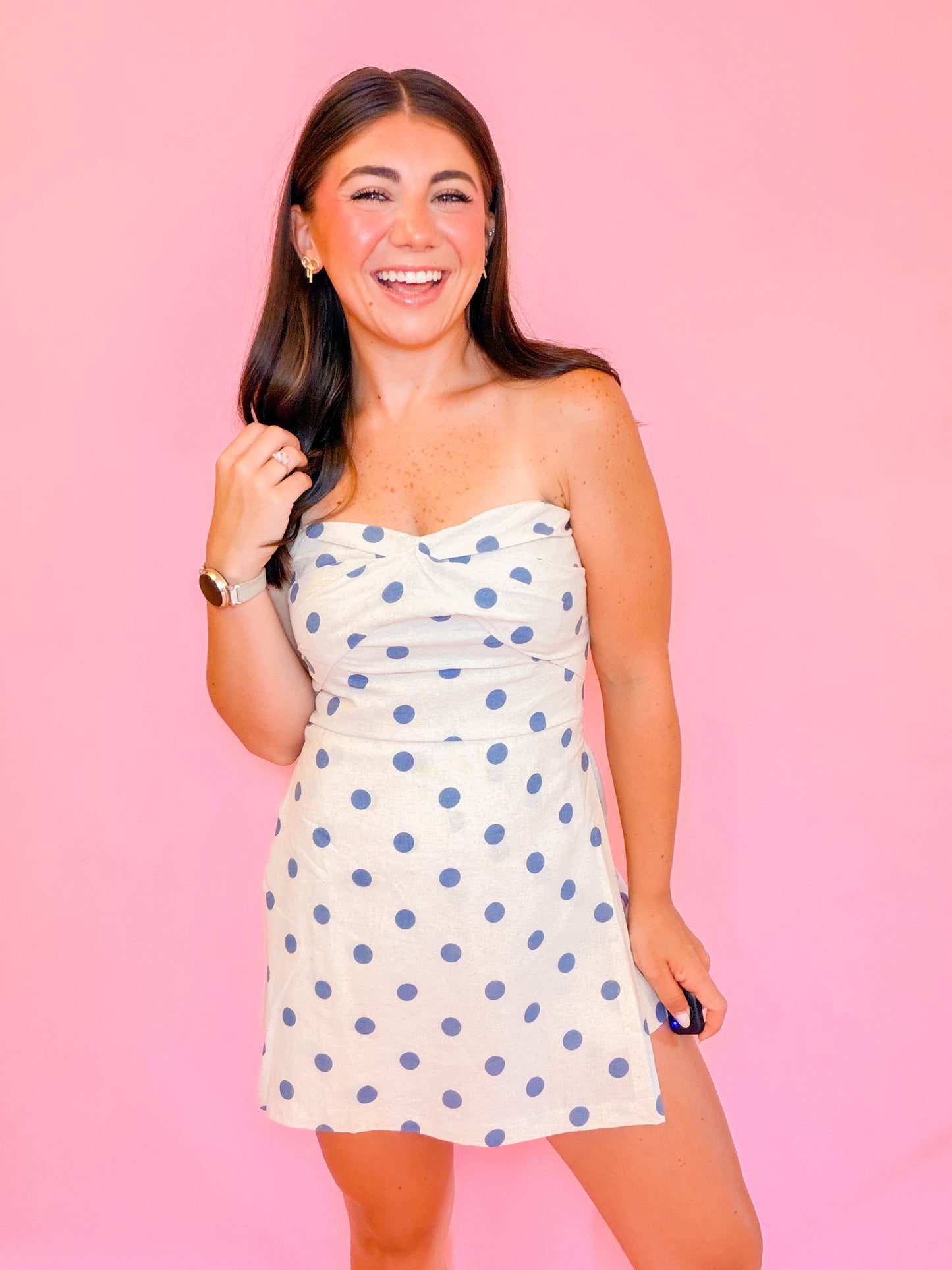 POLKA DOT LINEN ROMPER