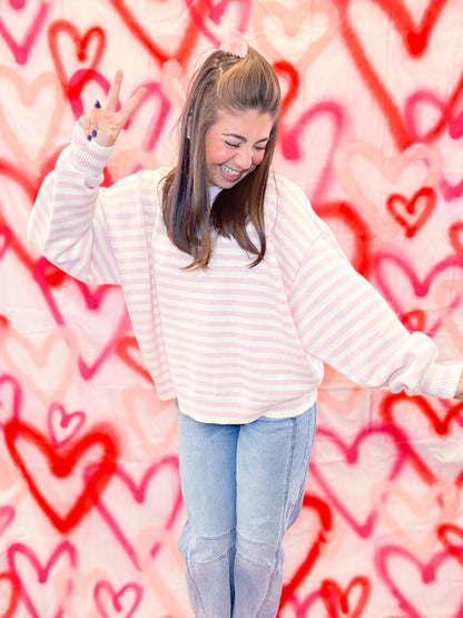 STRIPED DROP SHOULDER SWEATER