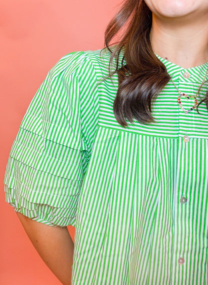 STRIPED PUFF SLEEVE TOP