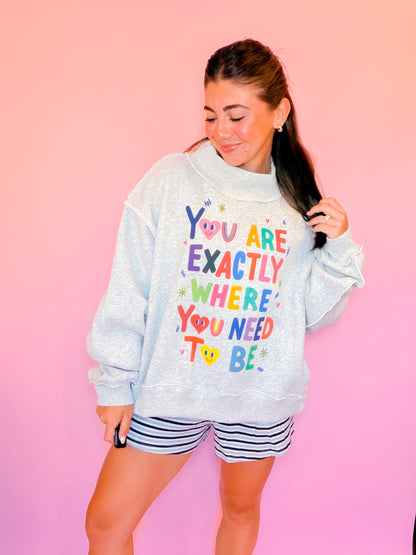 LIFE IS GOOD REVERSIBLE MOCK NECK CROP SWEATSHIRT