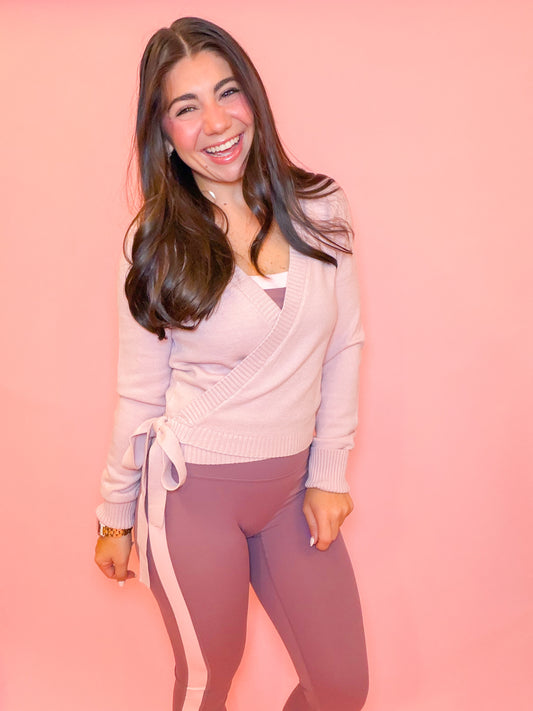 WRAP KNIT CARDIGAN - LIGHT PINK