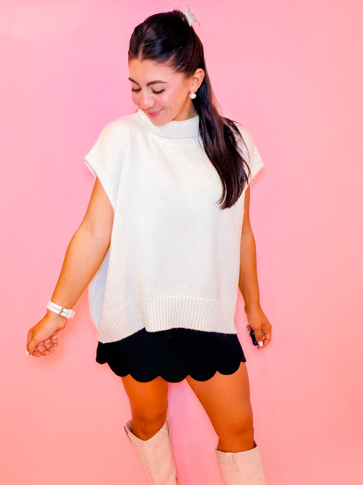 SLEEVELESS TURTLENECK OVERSIZED SWEATER