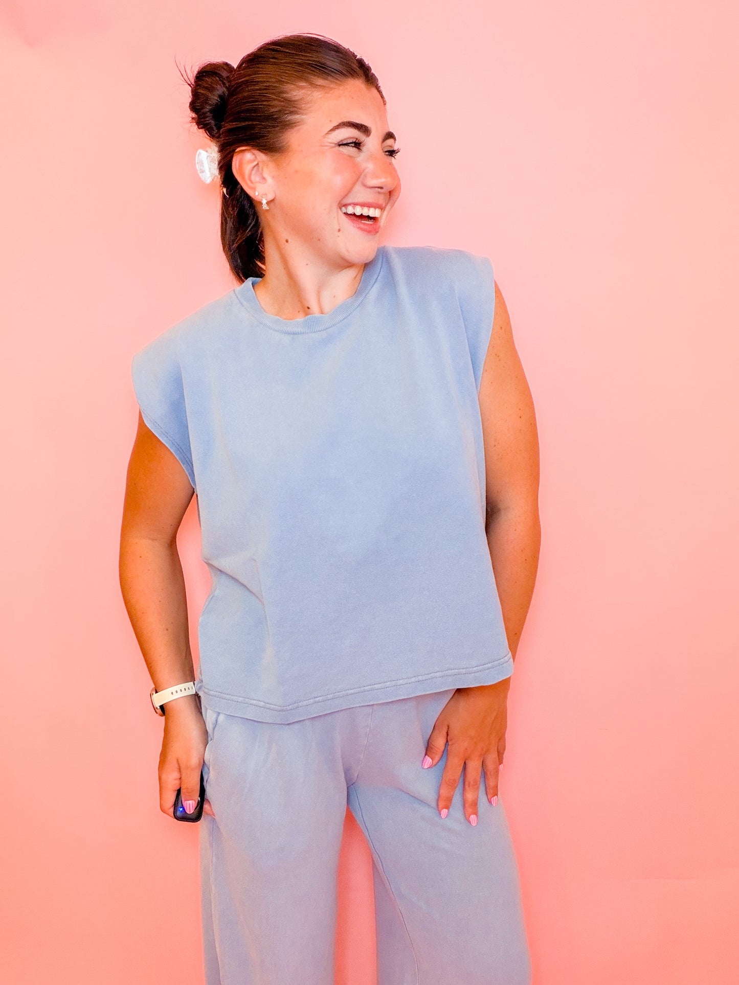 KNIT DENIM TANK