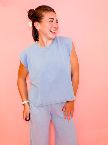 KNIT DENIM TANK