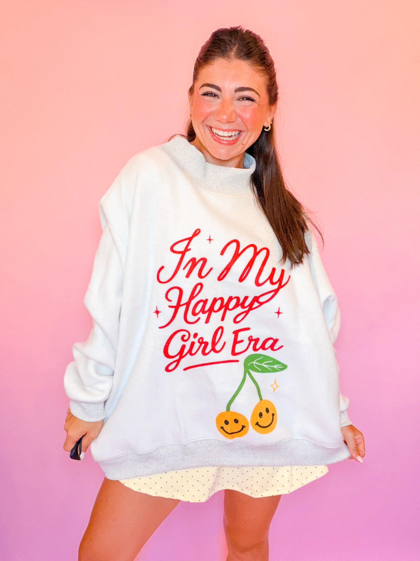 IN MY HAPPY GIRL ERA REVERSIBLE MOCK NECK SWEATSHIRT