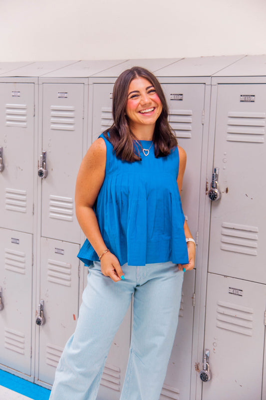 POP QUIZ PLEATED TANK