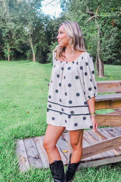 POLKA DOT SHIFT MINI DRESS
