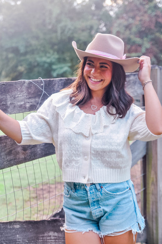 LACE COLLAR CARDIGAN