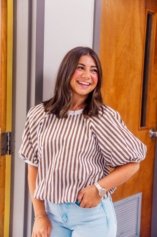 STRIPED BUBBLE TOP