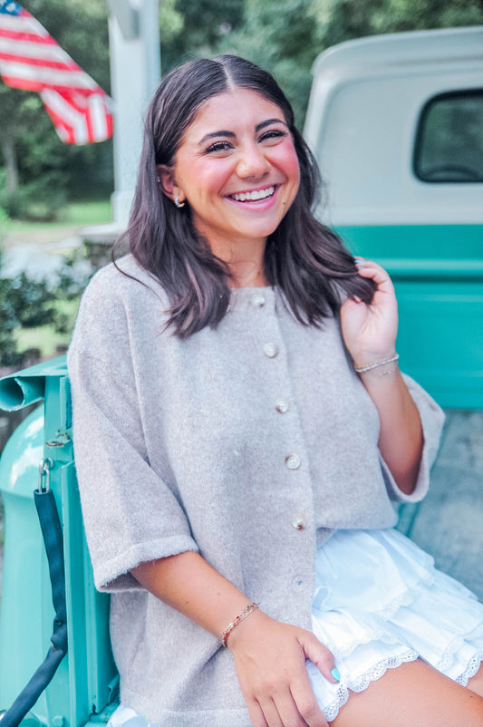 BRUSHED BUTTON SWEATER