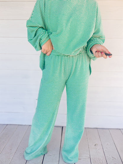 STRIPED FLEECE SLOUCHY DANI BOTTOMS