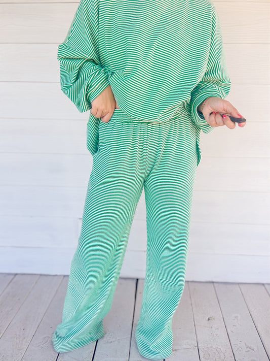 STRIPED FLEECE SLOUCHY DANI BOTTOMS