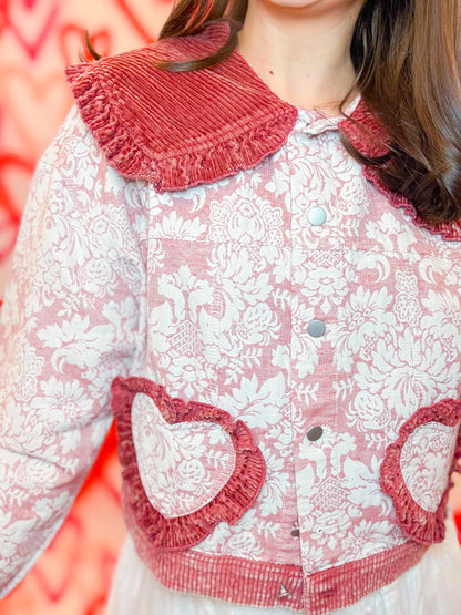 VINTAGE JACQUARD HEART POCKET JACKET