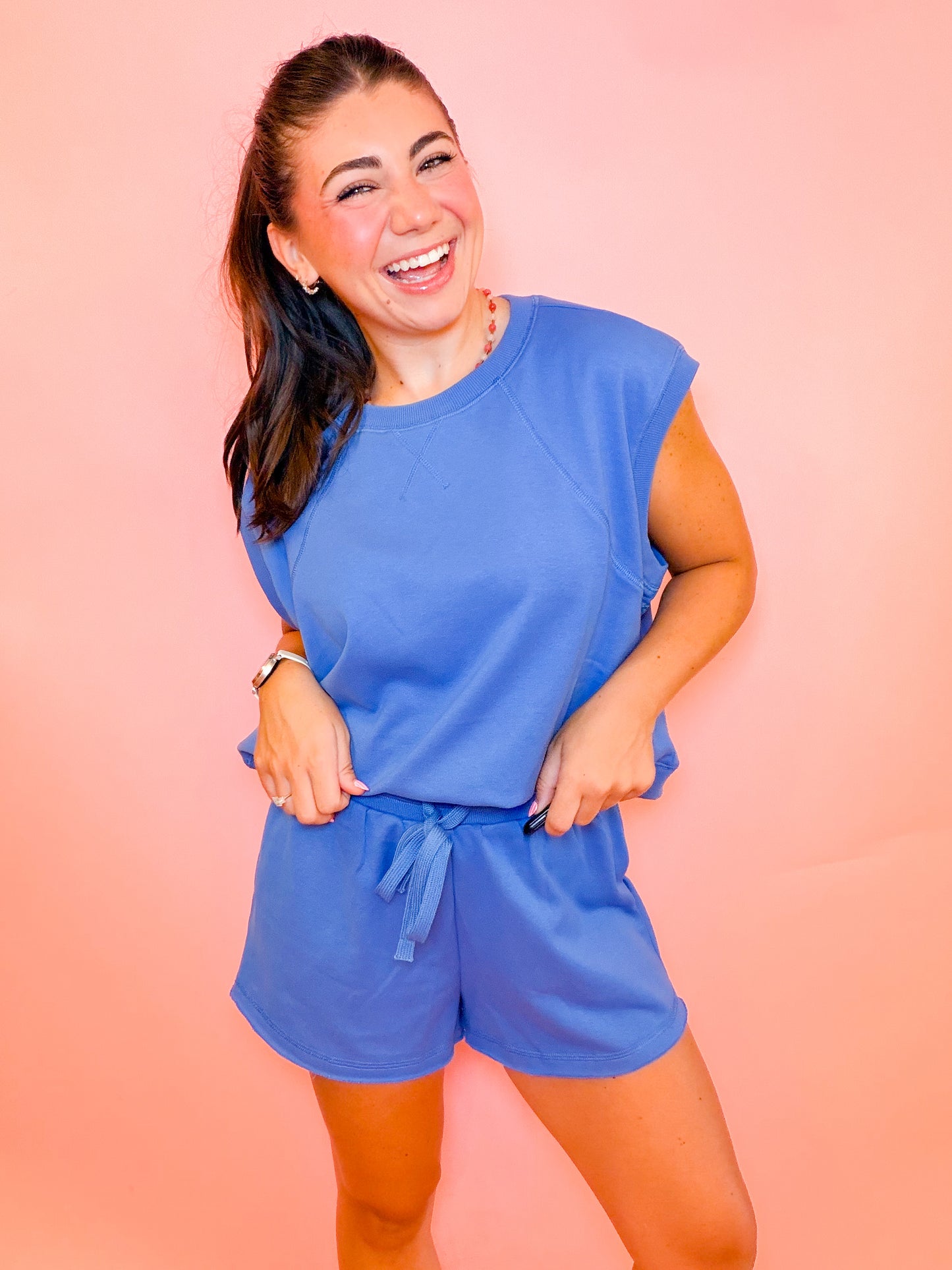 MUSCLE TANK + SHORTS SET - LAKE BLUE