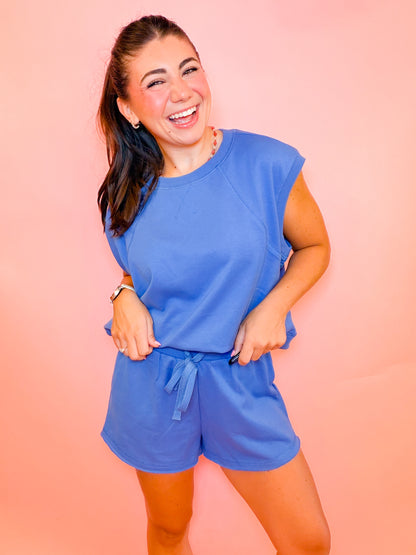 MUSCLE TANK + SHORTS SET - LAKE BLUE