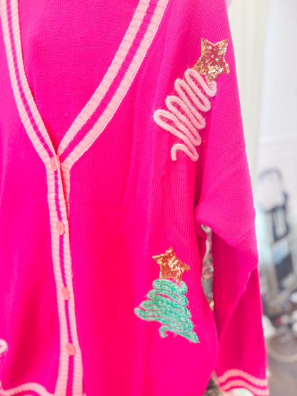 TINSEL TREES RELAXED CARDIGAN