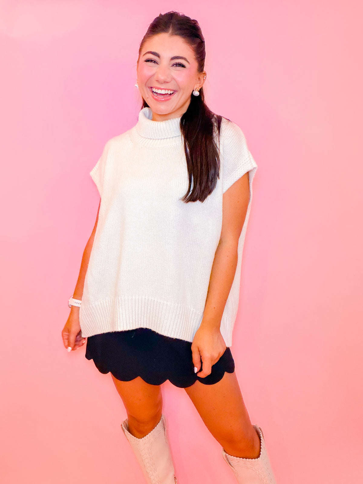 SLEEVELESS TURTLENECK OVERSIZED SWEATER