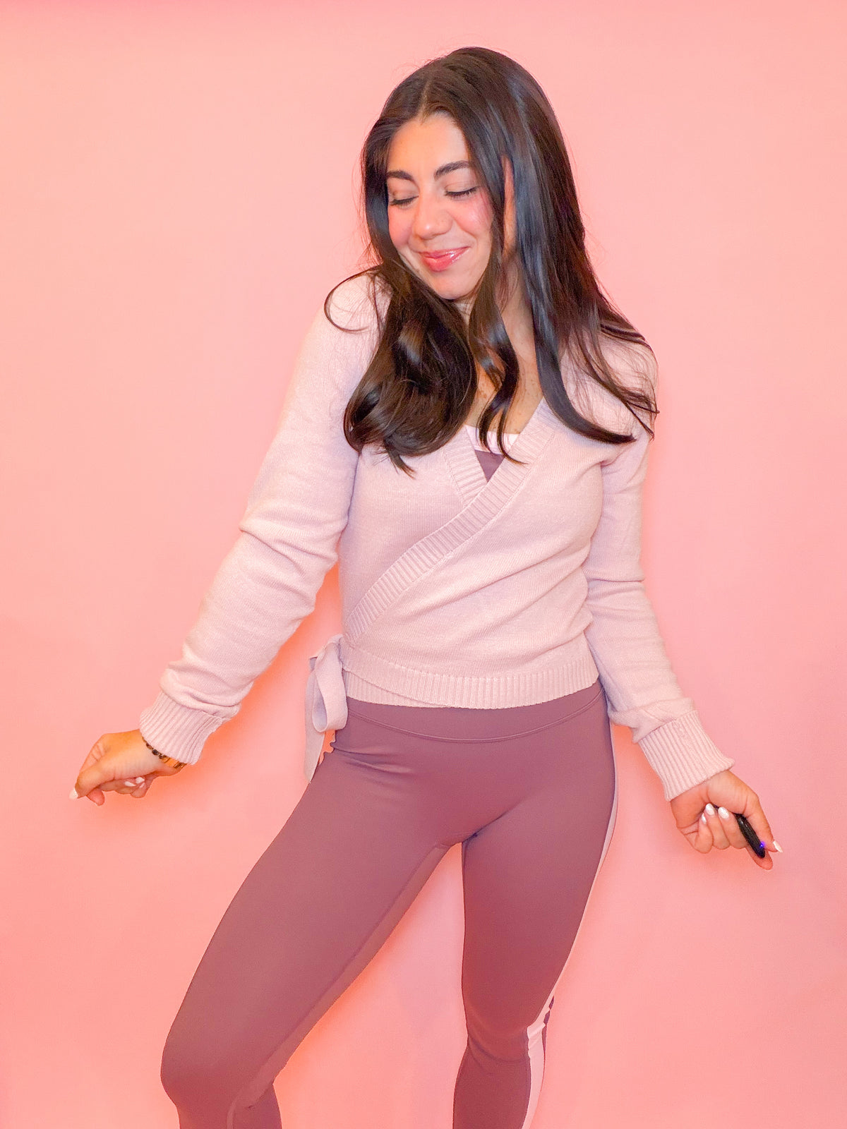 WRAP KNIT CARDIGAN - LIGHT PINK