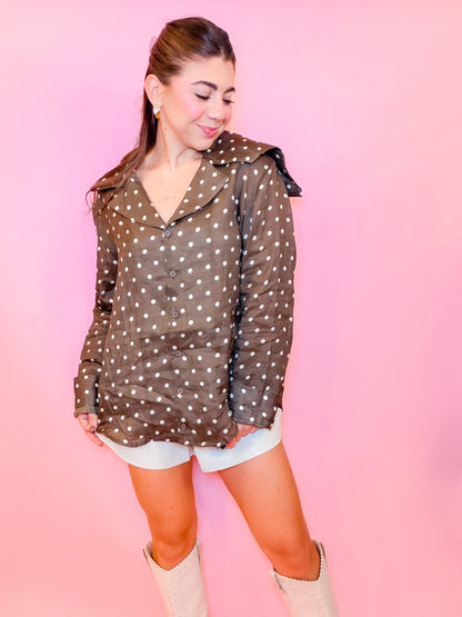 DOT LONG SLEEVE COLLAR BLOUSE