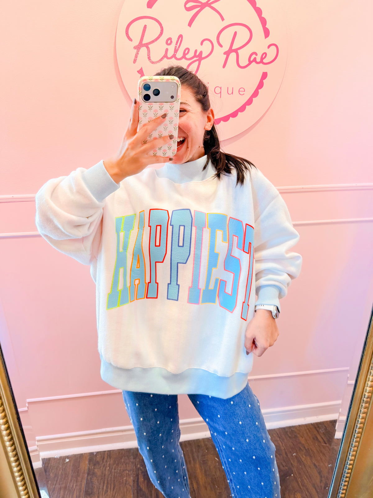 HAPPIEST 2-SIDED MOCK SWEATSHIRT