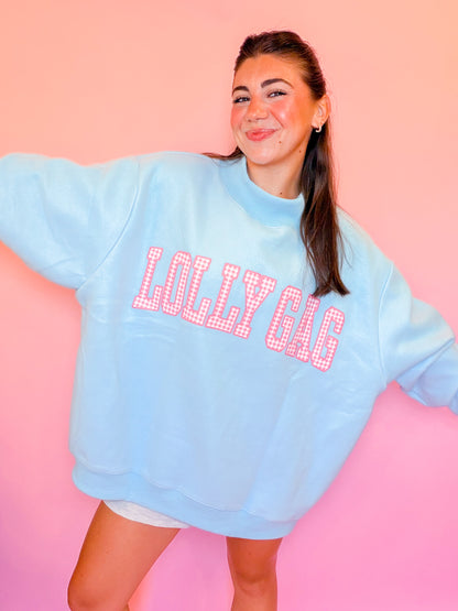 DILLY DALLY/LOLLY GAG GINGHAM REVERSIBLE MOCK NECK SWEATSHIRT