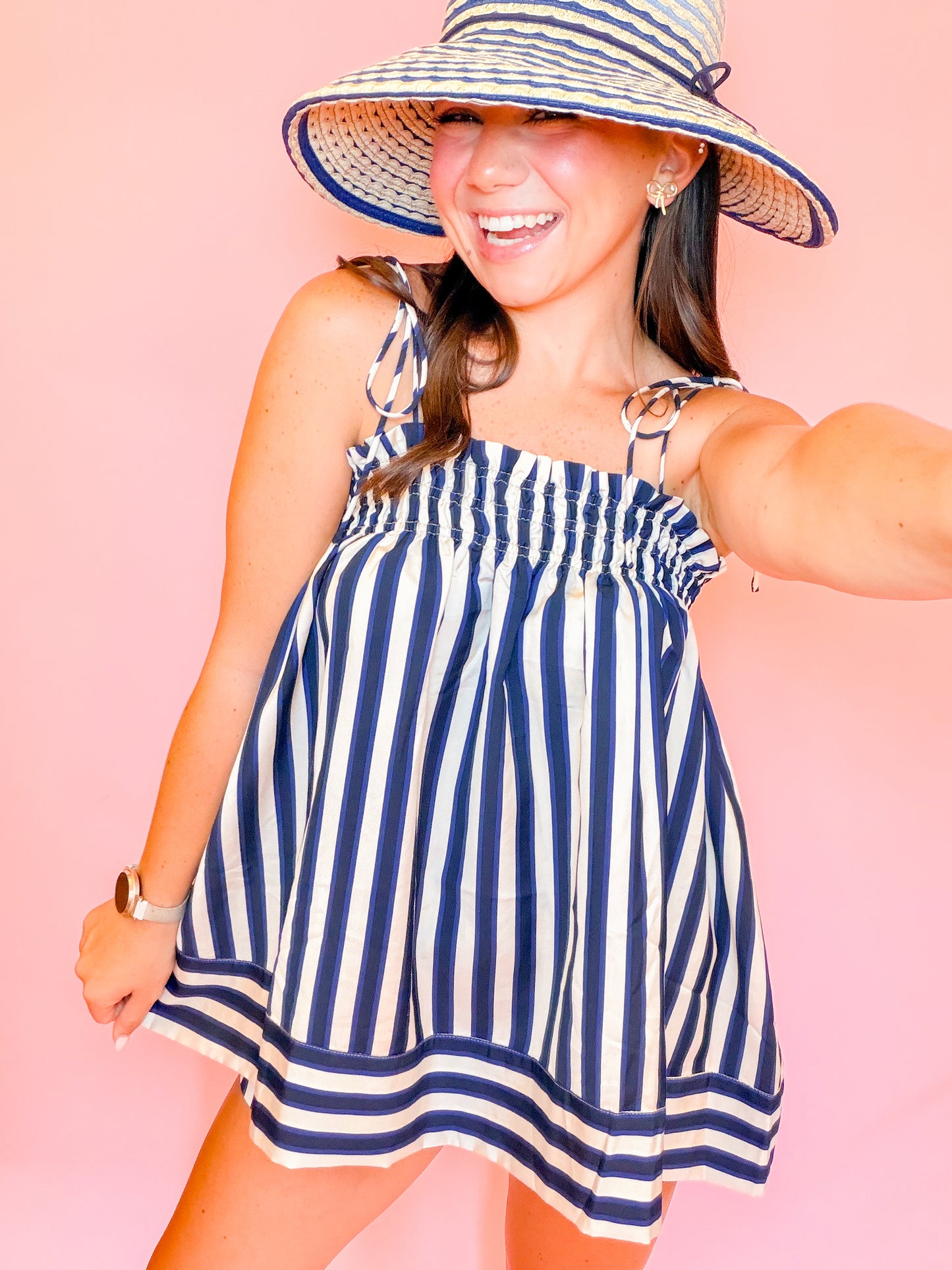STRIPED SPAGHETTI TOP + HIGH WAISTED SHORTS SET