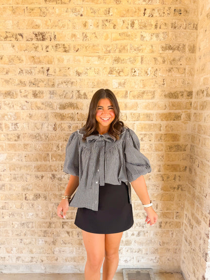SCALLOPED DETAIL PLAID SHIRT
