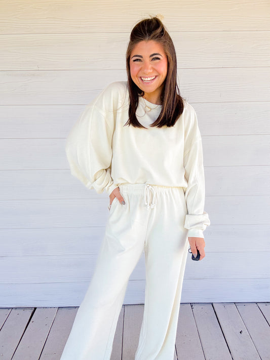 SOFT RIBBED RELAXED FIT PANTS