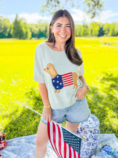 PATRIOTIC PUPPY CREWNECK SHORT SLV