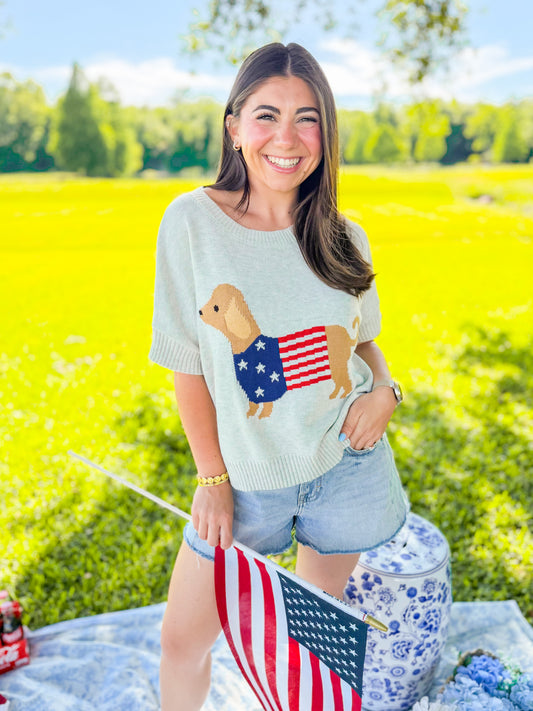 PATRIOTIC PUPPY CREWNECK SHORT SLV