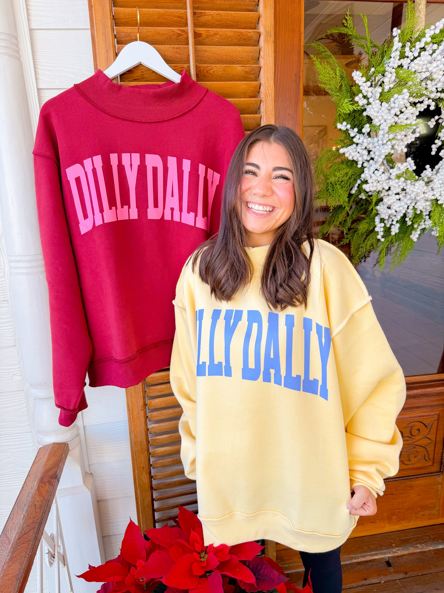 DILLY DALLY MOCKNECK SWEATSHIRT - BURGUNDY