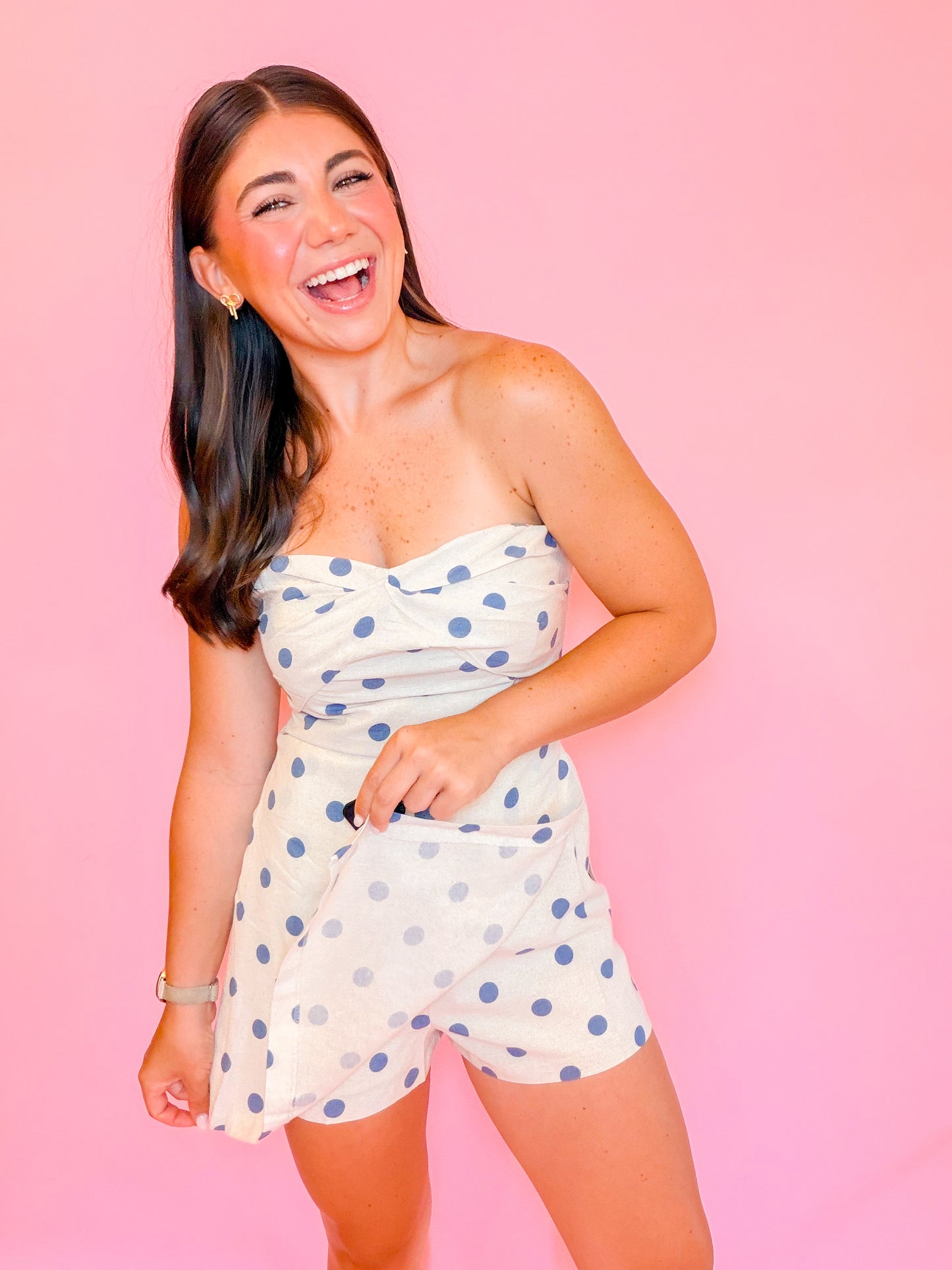 POLKA DOT LINEN ROMPER