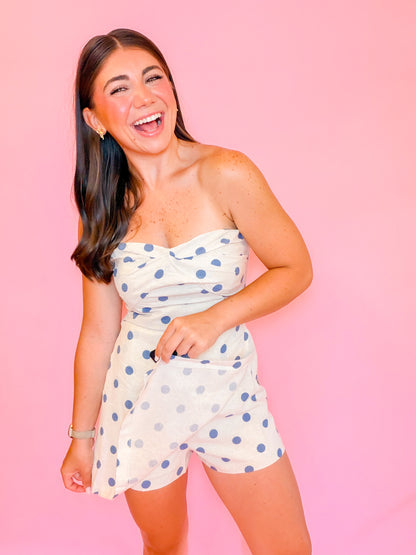 POLKA DOT LINEN ROMPER
