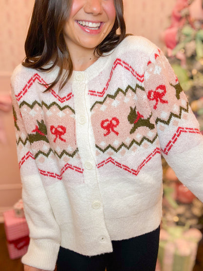 DOG PATTERNED CARDIGAN