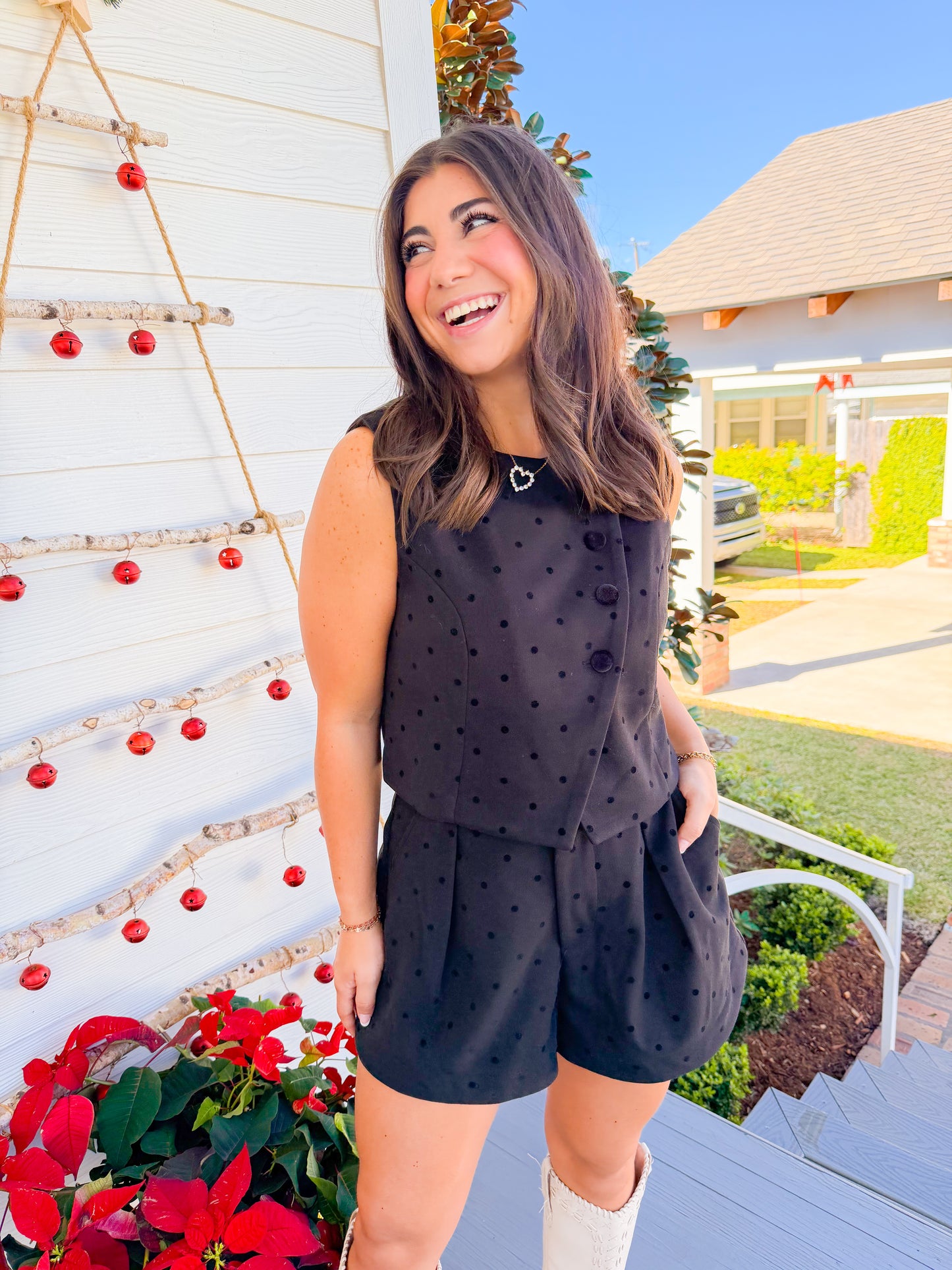 POLKA DOT VEST TOP & SHORTS SET