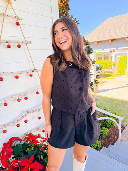 POLKA DOT VEST TOP & SHORTS SET