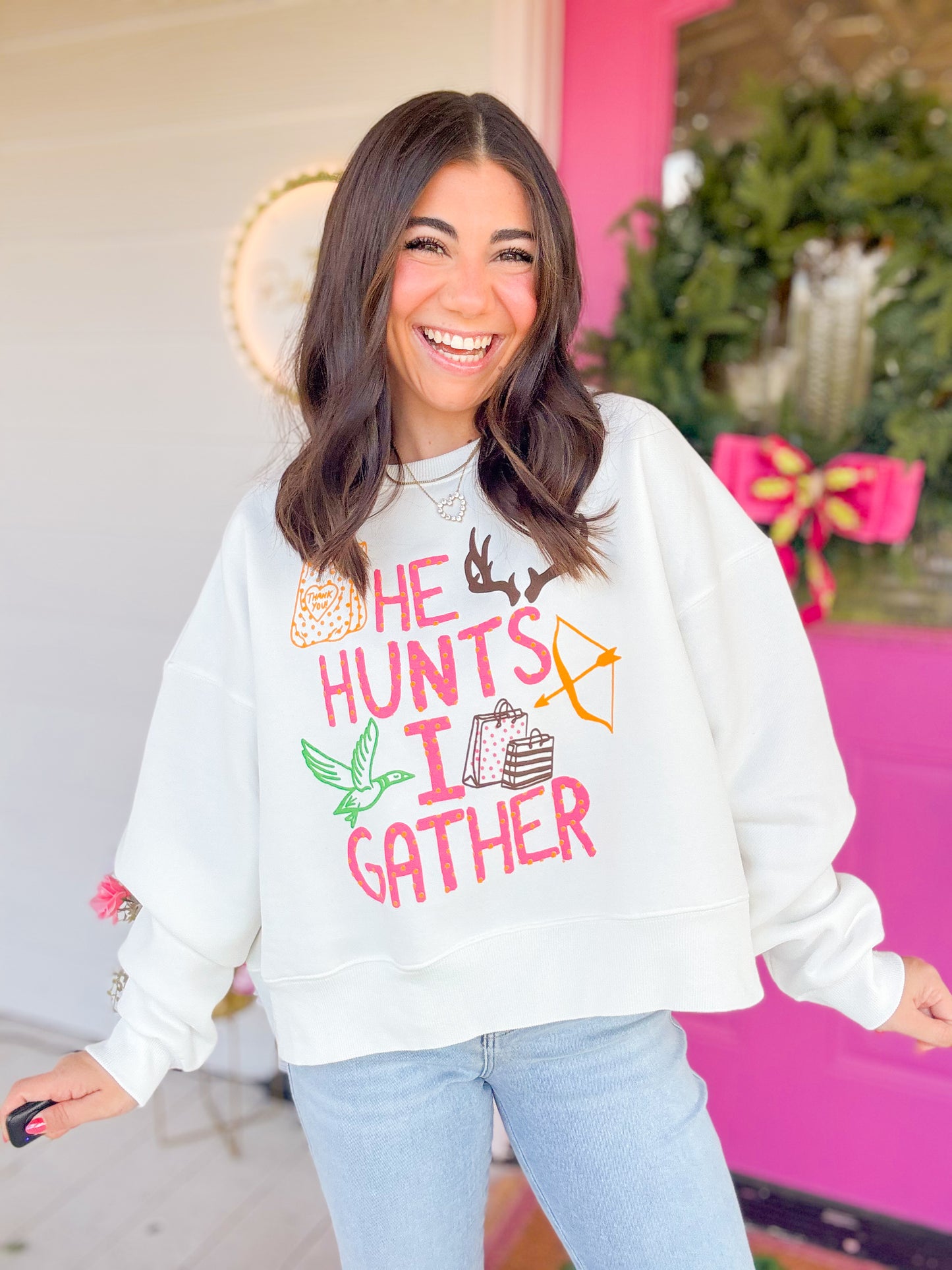 HE HUNTS I GATHER CROP SWEATSHIRT