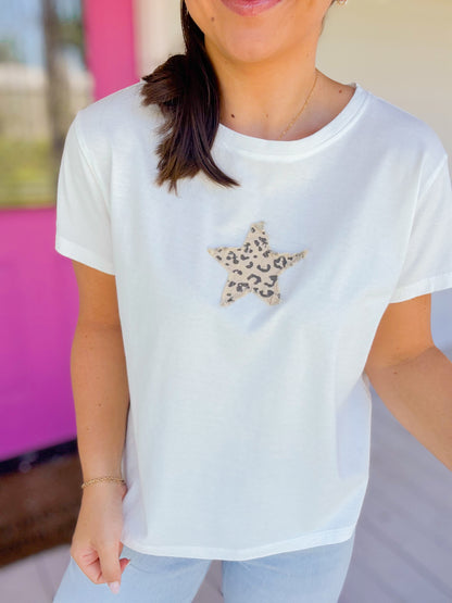LEOPARD STAR DETAIL TEE