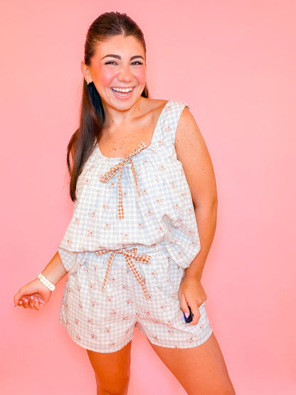 COMBO TIE FLORAL TOP + SHORTS SET