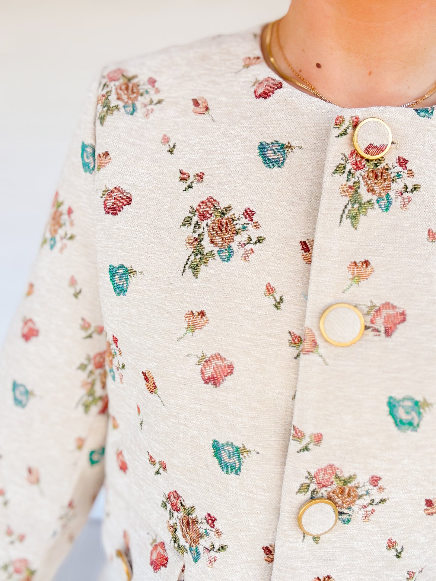 FLORAL PRINT CROPPED JACKET