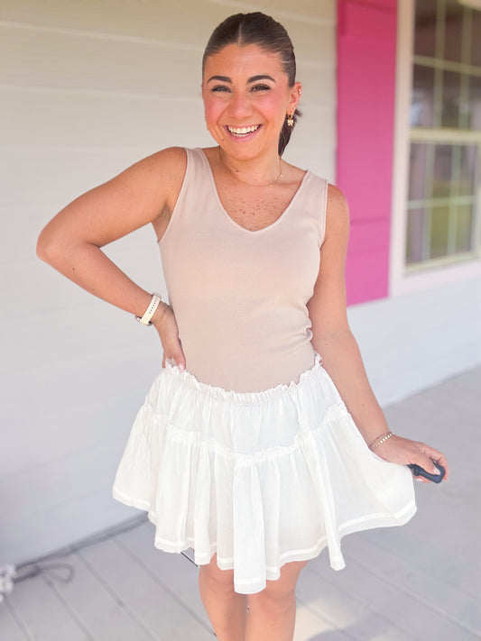 MIXED MEDIA KNIT ROMPER DRESS