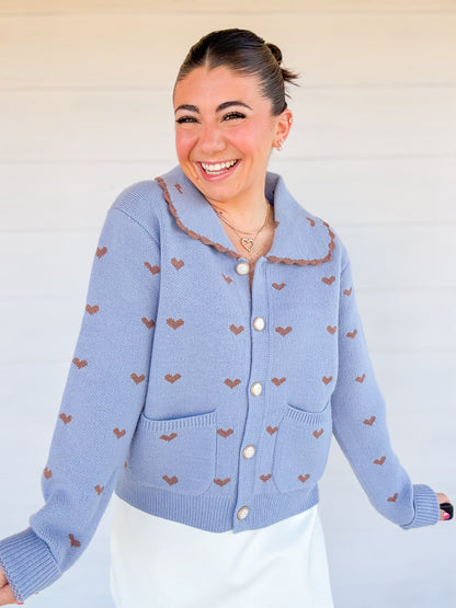 DOLL COLLAR HEART CARDIGAN