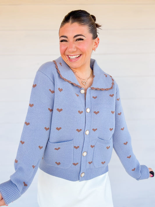 DOLL COLLAR HEART CARDIGAN