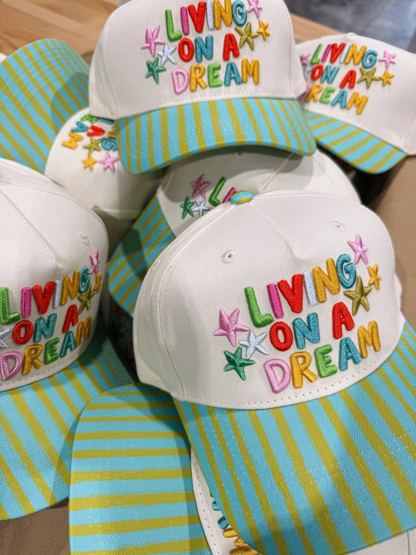 LIVING ON A DREAM EMBROIDERED HAT