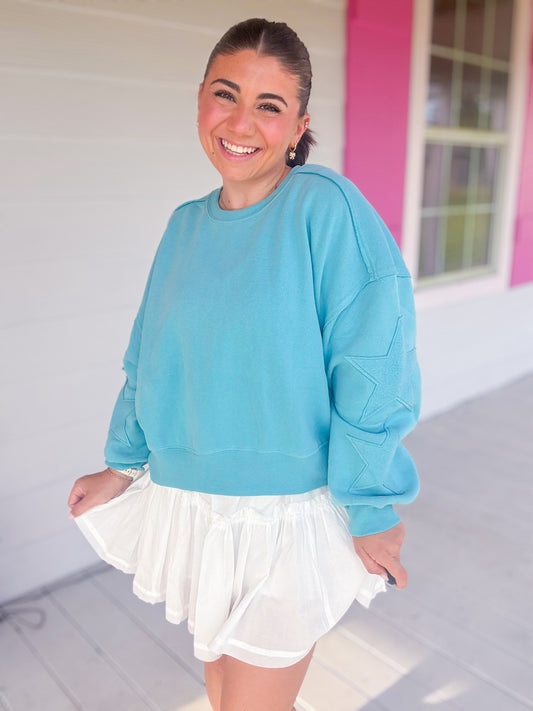 STITCHED STAR SLEEVE SWEATSHIRT