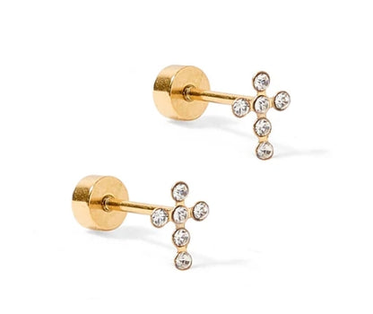 SCREWBACK STUD EARRINGS - CLARA CROSS